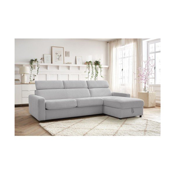 Jasnoszary rozkładany narożnik (strona zmienna) Monaco – Bobochic Paris-image-1