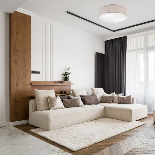 Jasnoszara lampa sufitowa z tekstylnym kloszem ø 45 cm Vivian – LAMKUR-image-1