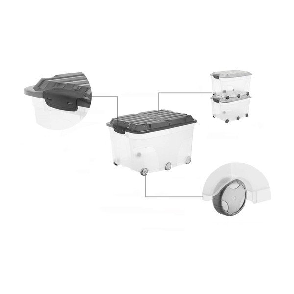 Plastikowy pojemnik do przechowywania na kółkach z pokrywą 57 l Roller – Rotho-image-3