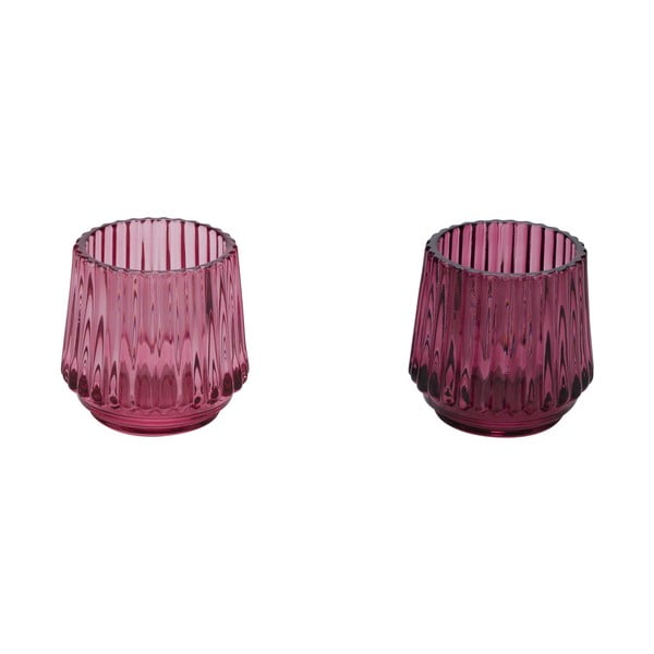 Zestaw 2 różowych szklanych świeczników na tealighty Ego Dekor, ø 7 cm