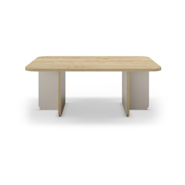 Kremowy/w naturalnym kolorze stolik z blatem w dekorze dębu 56x100 cm Hillary – Marckeric