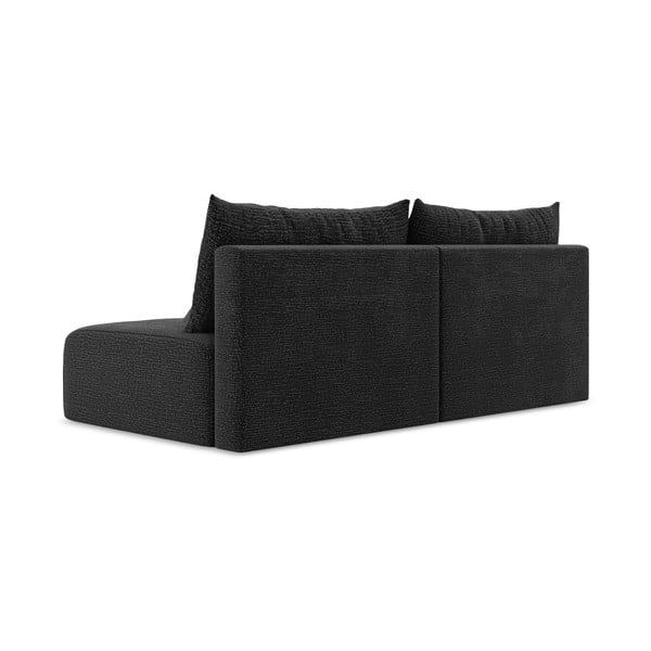 Czarna rozkładana/ze schowkiem sofa 216 cm Kalena – Makamii-image-3