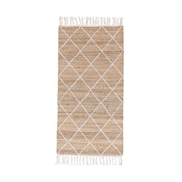Biały/w naturalnym kolorze dywan z juty tkany ręcznie 70x140 cm Shaila – Bizzotto
