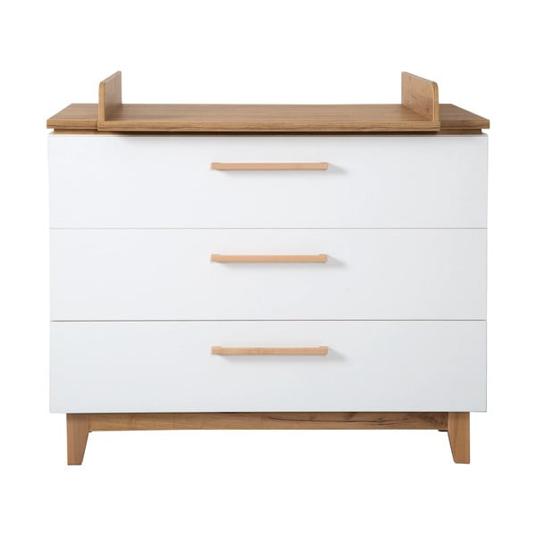 Biała niska komoda dziecięca w dekorze dębu z przewijakiem 118x104 cm Finn – Roba-image-2