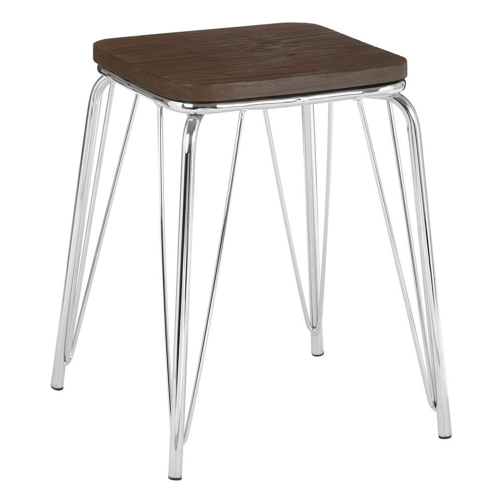 Stołek z litego drewna wiązu w kolorze srebra/w naturalnym kolorze District – Premier Housewares