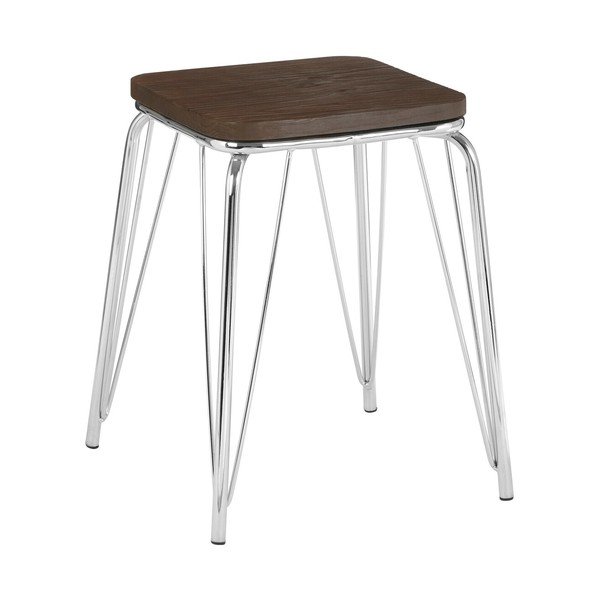 Stołek z litego drewna wiązu w kolorze srebra/w naturalnym kolorze District – Premier Housewares