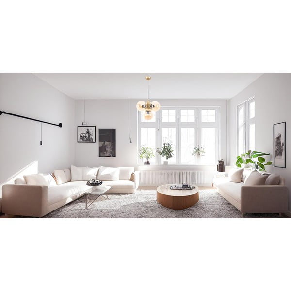 Lampa wisząca w żółto-złotym kolorze ze szklanym kloszem ø 15 cm Hector – Squid Lighting-image-1