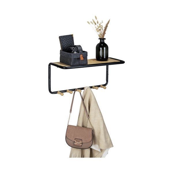 Czaro-naturalny metalowy wieszak ścienny z półką Loft – Wenko-image-4