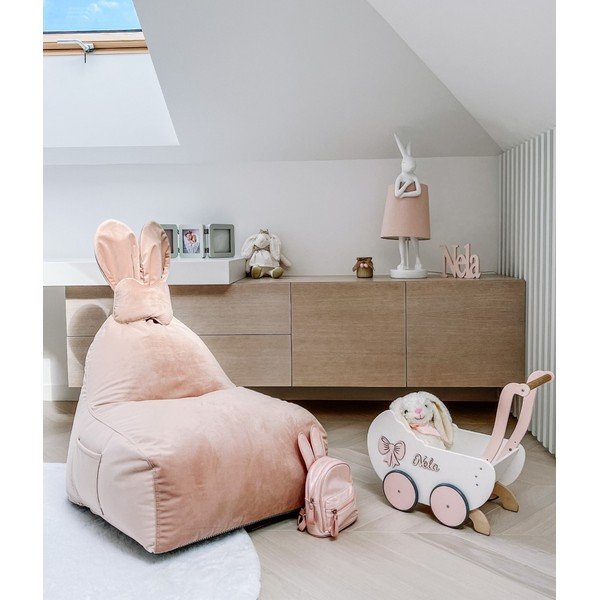 Jasnoróżowy dziecięcy worek do siedzenia Funny Bunny – The Brooklyn Kids-image-1