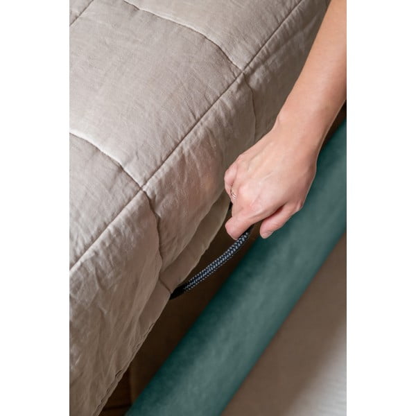 Turkusowe tapicerowane łóżko jednoosobowe ze schowkiem i stelażem 90x200 cm Dreamy Aurora – Miuform-image-3