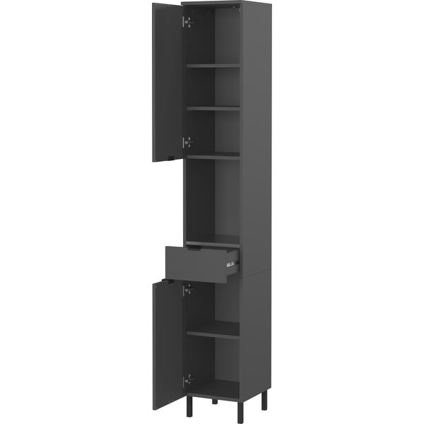 Antracytowa wysoka wąska szafka łazienkowa 30x190 cm Arcena – Germania-image-3