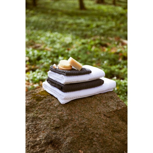 Biały ręcznik kąpielowy z bawełny organicznej frotte 70x140 cm Check – JUNA-image-1