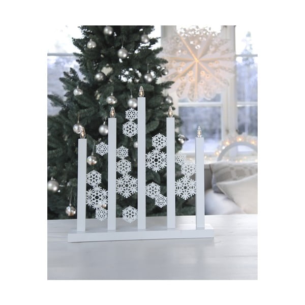 Biały świecznik LED Star Trading Snowfall, wys. 46 cm
