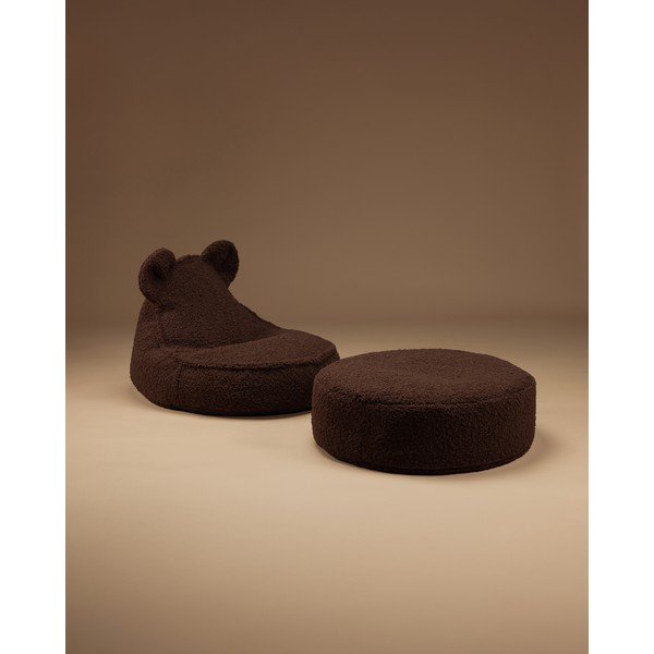 Ciemnobrązowy dziecięcy worek do siedzenia z materiału bouclé Warm Hazel – Wigiwama-image-1