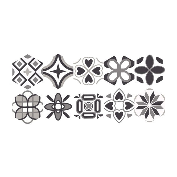 Zestaw 10 naklejek podłogowych Ambiance Hexagons Fleurita, 20x18 cm