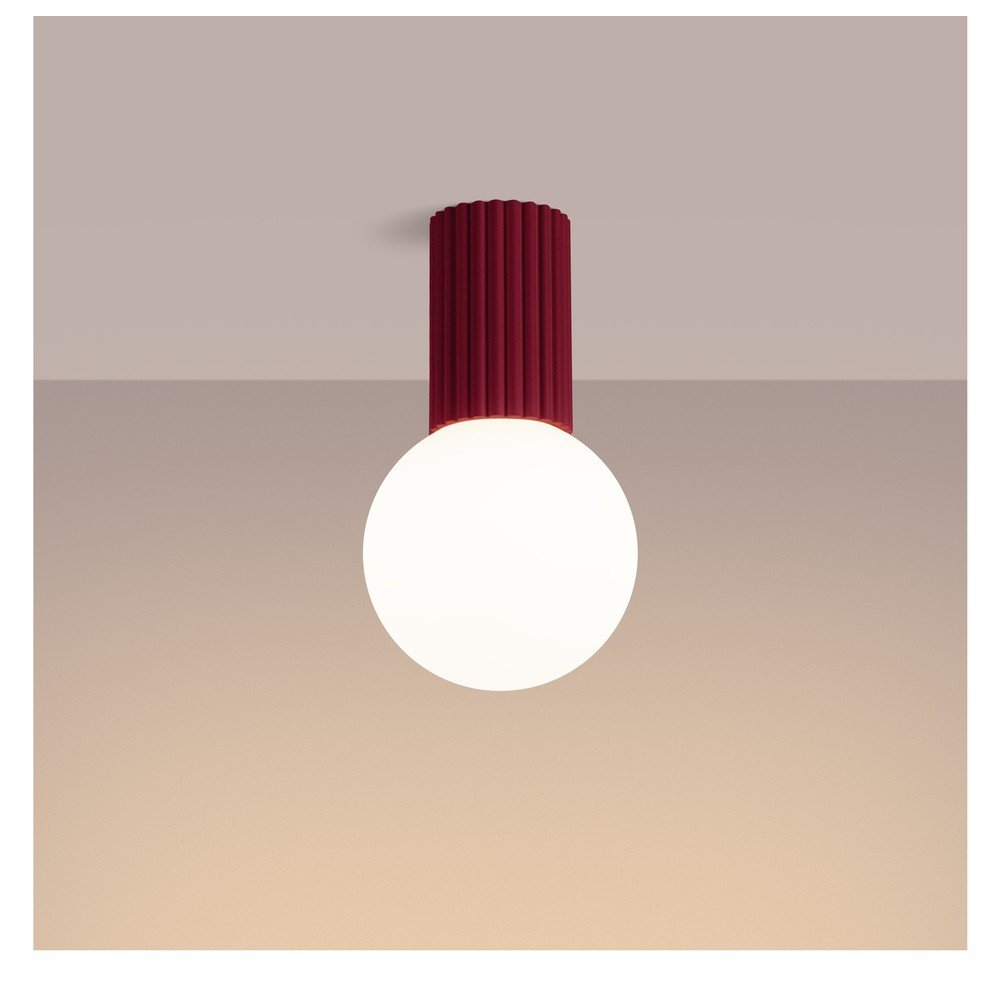 Bordowa lampa sufitowa ze szklanym kloszem ø 12 cm Orbital – Sollux (zdjęcie 8)