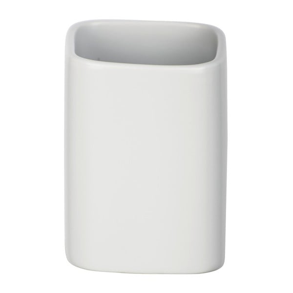Matowobiały ceramiczny kubek na szczoteczki do zębów Wenko Hexa-image-1