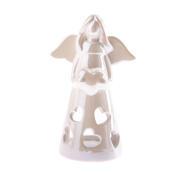 Biały świecznik ceramiczny w kształcie aniołka Dakls