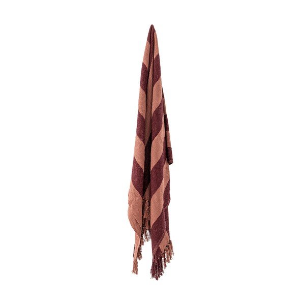 Bordowy koc z bawełny z recyklingu 130x160 cm Frello – Bloomingville-image-2