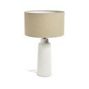 Biała/beżowa lampa stołowa ceramiczna z tekstylnym kloszem (wysokość 58 cm) Mijal – Kave Home