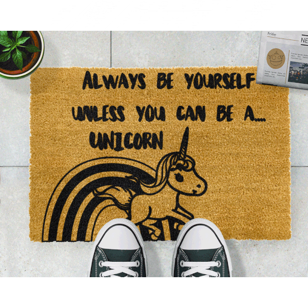 Wycieraczka z naturalnego włókna kokosowego Artsy Doormats Unicorn, 40x60 cm-image-2