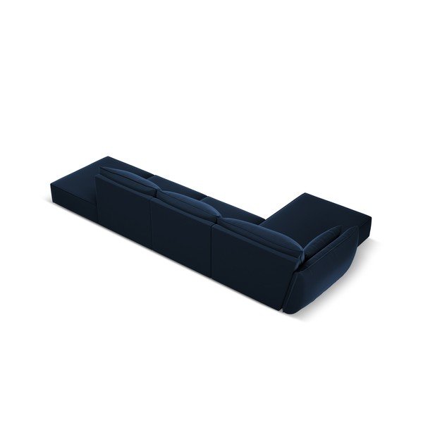 Ciemnoniebieski aksamitny narożnik (lewostronny/z szezlongiem) Vanda – Mazzini Sofas-image-3