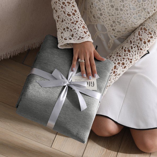 Szara narzuta z szenilu 220x240 cm Talo – Filumi-image-4