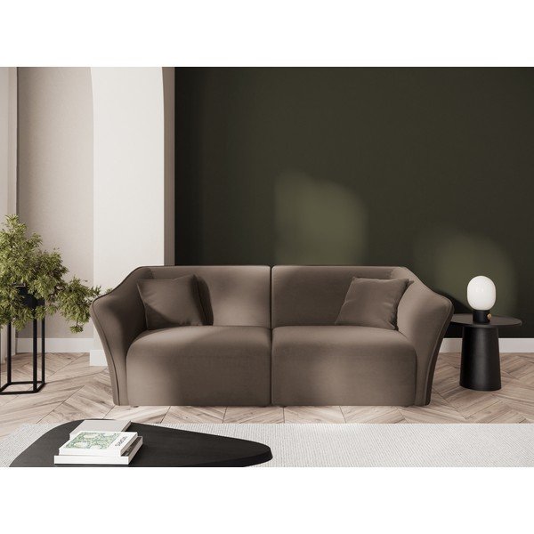Brązowa aksamitna sofa 206 cm Tokyo – Cosmopolitan Design-image-1