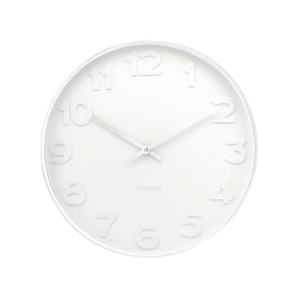 Biały zegar ścienny Karlsson Time Mr. White, ø 42 cm