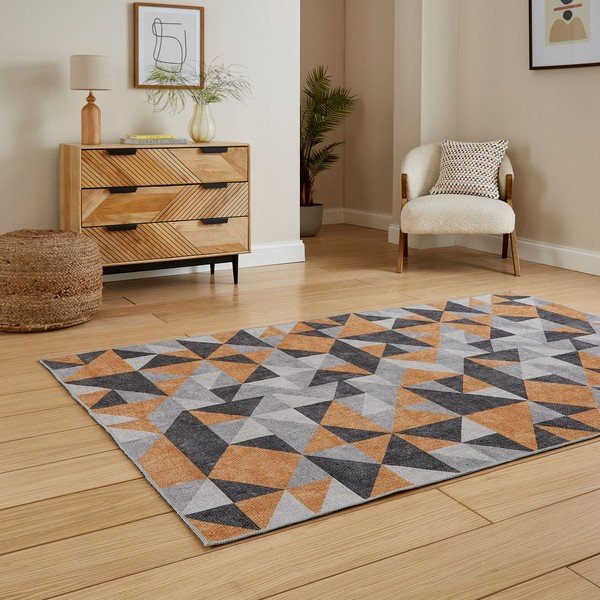 Szaro-żółty dywan odpowiedni do prania 61x120 cm Coral Yellow&Grey – Think Rugs-image-2