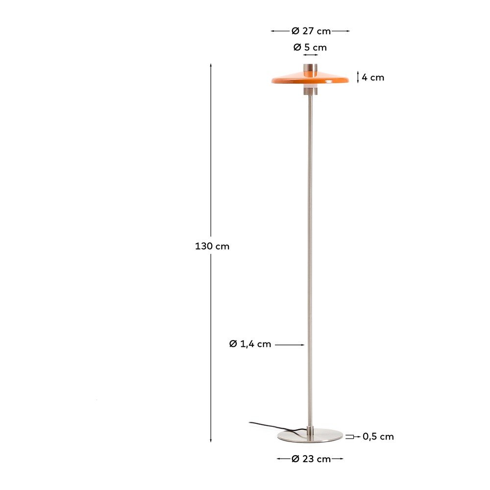 Pomarańczowa lampa stojąca z metalowym kloszem (wysokość 130 cm) Nuvira – Kave Home (zdjęcie 5)