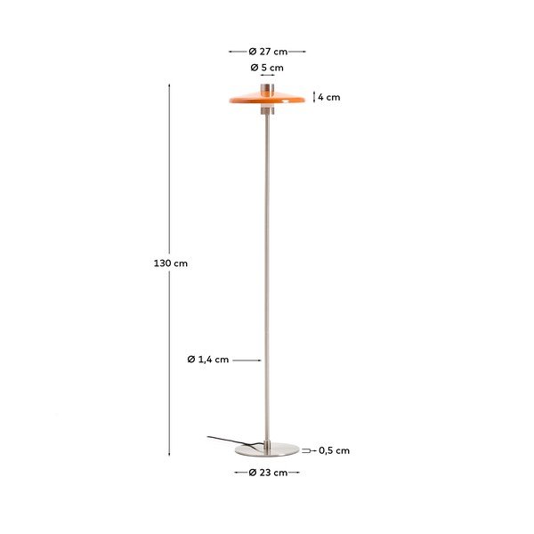 Pomarańczowa lampa stojąca z metalowym kloszem (wysokość 130 cm) Nuvira – Kave Home-image-4