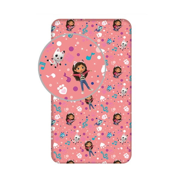 Bawełniane prześcieradło dziecięce z gumką 90x200 cm Gabby's Dollhouse – Jerry Fabrics