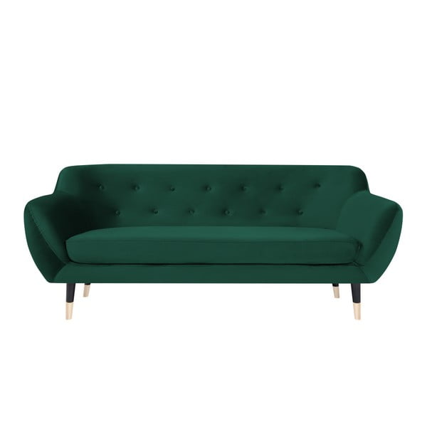Zielona sofa z czarnymi nogami Mazzini Sofas Amelie, 188 cm