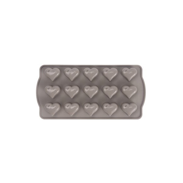 Szara forma silikonowa na czekoladki w kształcie serca Sabichi Cone