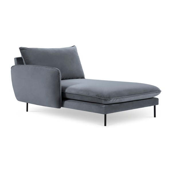 Szary aksamitny szezlong z podłokietnikiem po lewej stronie Cosmopolitan Design Vienna-image-2
