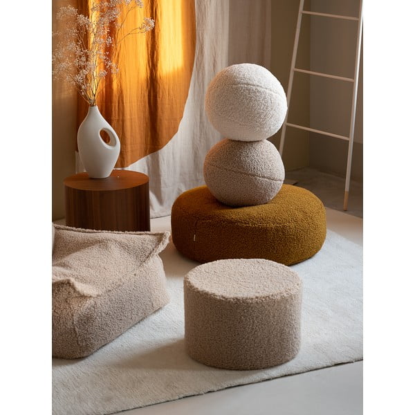 Jasnobrązowy puf dziecięcy z materiału bouclé – Wigiwama-image-2