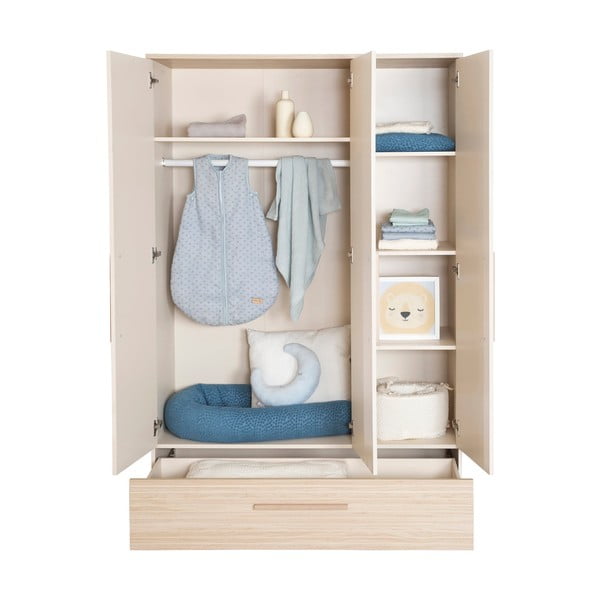 Kremowo-naturalna szafa dziecięca w dekorze dębu 118x190x52 cm Sidney – Roba-image-4