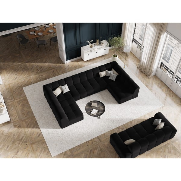 Czarny aksamitny narożnik (w kształcie litery "U") Kendal – Micadoni Home-image-1