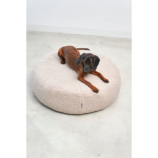 Beżowe legowisko dla psów z materiału bouclé ø 90 cm Senso Pouffe Greige M/L – MiaCara-image-3