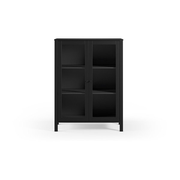 Czarna witryna z litego drewna sosnowego 90x120x40 cm Alessandra – Marckeric-image-2