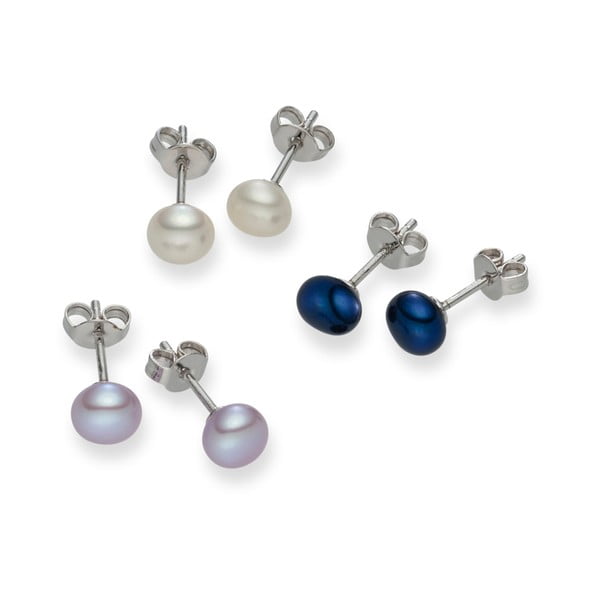 Komplet 3 par kolczyków perłowych Nova Pearls Copenhagen Genevieve