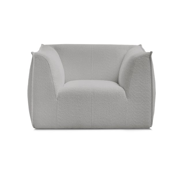 Jasnoszary fotel z materiału bouclé Giorgia – Bobochic Paris-image-3