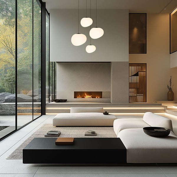 Czarno-biała lampa wisząca ø 30 cm Stones – Candellux Lighting-image-3