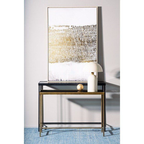 Konsole w czarno-złotym kolorze ze szklanym blatem zestaw 2 szt. 26x107 cm Yamir – Bizzotto-image-1