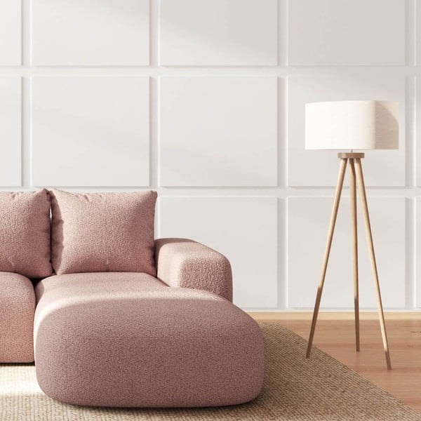 Różowy narożnik z materiału bouclé (prawostronny/z szezlongiem) Monce – Rodier-image-3
