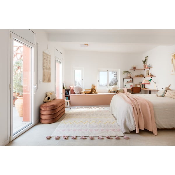 Różowo-kremowy bawełniany dywan dziecięcy tkany ręcznie odpowiedni do prania 120x160 cm Azteca Vintage Nude – Lorena Canals-image-1