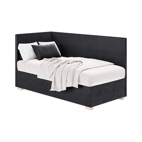 Ciemnoniebieskie narożne łóżko dziecięce ze schowkiem i materacem 90x200 cm Flexi – Ghado-image-3