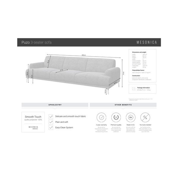 Beżowa sofa MESONICA Puzo, 240 cm-image-4