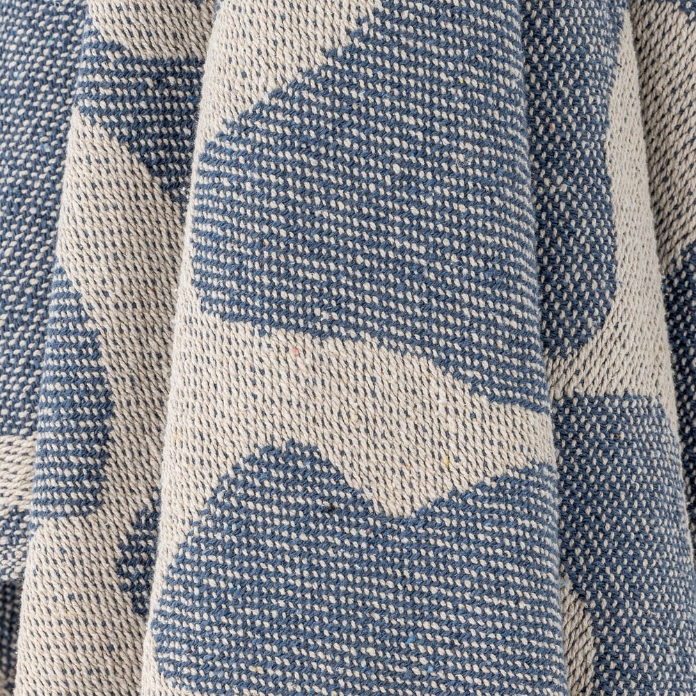 Niebiesko-beżowy koc z bawełny z recyklingu 130x160 cm Salobre – Bloomingville (zdjęcie 4)